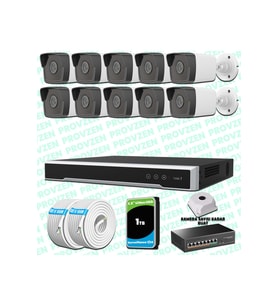 Provzen Hikvision 10 Kameralı IP 1080P Mikrofonlu Güvenlik Kamerası Olay Anında bildirim
