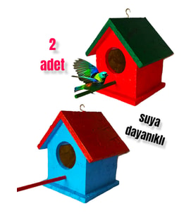 ahşap kuş yuvası dış mekan suya dayanıklı 2 adet