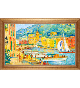 Çerçeveli Paspartulu Manzara Tablo bm1035 (Gold)