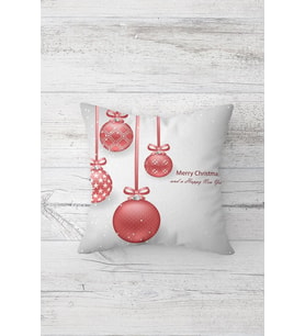 Merry Christmas Çift Tarafı Baskılı Gizli Fermuarlı Yastık Kılıfı Kırlent Koltuk Yastık Kılıfı (Beyaz-Pembe)