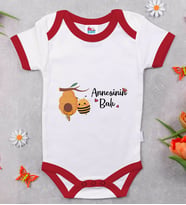 BK Kids Annesinin Balı Tasarımlı Kırmızı Bebek Body Zıbın-1