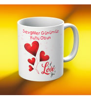 I LOVE YOU KALPLİ baskılı kupa bardak