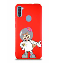 Samsung Galaxy M11 Soft Premier Kapak Sandy Tasarımlı Silikon Kılıf - Kırmızı (Şeffaf)