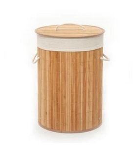 Katlanır Banyo Bambu Çamaşır Kirli Sepeti Oval