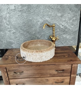 Noche Traverten Dışı Patlatma Lavabo