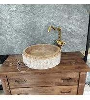Noche Traverten Dışı Patlatma Lavabo