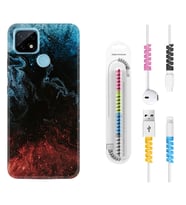 Realme C11 C21 C21Y C25Y C11 2021 Kılıf Kablo Koruma Spiral Silikon Red Blue Black Abstact 1386