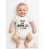 Harçlıkları Hazırla Babaanneciğim Yazılı Çıtçıtlı Bebek Body Tulum  %100 Pamuk Kısa Kollu Zıbın (Beyaz)