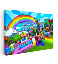 Kanvas Tablo Gökkuşağı Festivali Minecraft Tablosu Ev Ofis Salon Duvar Dekoru