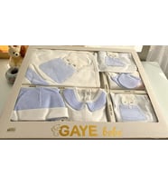 UNİSEX 0-3 AY BEBEKLERE GAYE ORGANİK PAMUK  AYICIK NAKIŞLI VE CEPLİ 10 LU PREMİUM SET (Mavi)