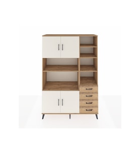 Hyperion Dolap 9 Raflı 4 Çekmeceli 4 Kapaklı 132x44x195 Çam-Aytaşı/Çam