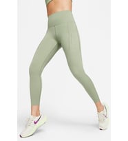 Nike Go Dri Fit İnfinaLock High Rise 7/8 Leggings 6 Cepli Toparlayıcı Yüksek Belli Reflektörlü Spor Tayt Açık Yeşil
