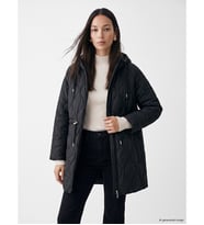 LCW EVERYDAY Siyah Kapüşonlu Oversize Kadın Şişme Mont