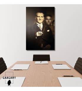 Tekli Dikey Kanvas Duvar Tablosu Ofis Tablosu Kemal Atatürk