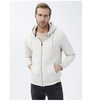 Süvari Kapüşonlu Fermuarlı Yaka Regular Kalıp Düz Ekru Sweatshirt