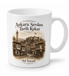 Eski Ankara Temalı Nostaljik Baskılı Kupa Bardak Özel Tasarım Hediye
