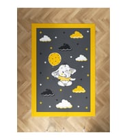 MEKTA HOME BEBEK VE ÇOCUK ODASI Sarı Filli Balon Çerçeveli Halı