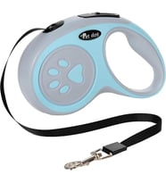 Köpek Tasması 5 Metre Mavi – Geri Çekilebilir Kilitli Makara Sistemi – Dayanıklı Şerit Halat – Ergonomik Kaymaz Sap – Küçük ve Orta Irk Köpekler için Gezdirme Tasması