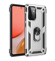 Samsung Galaxy A52 Kılıf Metal For Car Yüzüklü Standlı Military Ring Serisi (Gümüş)