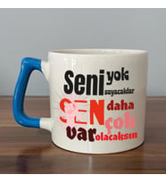 Seni Yok Sayacaklar Baskılı Kadınlar Günü Mavi Kulplu D Kupa