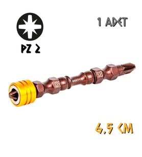 Kupa Tyson Mıknatıslı Bits Uç - Çift Yönlü - PZ2 Yıldız - 6.5 cm. - 1 Adet (Sarı-Gri)