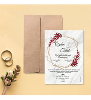 Davetiye Zarf ve Baskı Dahil (Beyaz yada Kraft Zarflı) - Düğün, Nişan, Nikah, Kına Davetiyesi (Kahverengi)