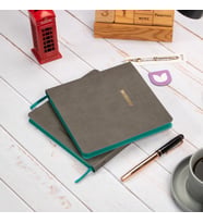 Dival Notebook 16,5x16,5 cm Füme Yumuşak Deri Kapak Noktalı Tarihsiz Dikişli Not Okul Defteri (Füme)