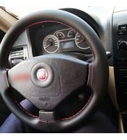DİKİŞLİ DİREKSİYON KILIFI SİYAH DERİ KIRMIZI DİKİŞLİ FIAT ALBEA İÇİN