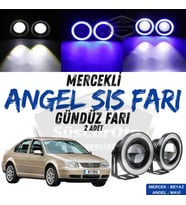 Vw Bora 1998-2006 Uyumlu Mercekli Angel Sis Farı Metal 76 mm Mavi Halkalı Gündüz Farı 2 Adet