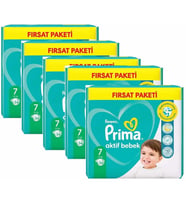Prima Bebek Bezi Aktif Bebek 7 Beden 170 Adet (34x5 Paket) Fırsat Paketi