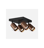 mylights Siyah Gövde Kahverengi Hareketli Başlık Metal 4’lü dörtlü LED Spot Tavan Avize Modern gu10