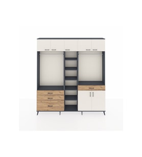 Arges Dolap 11 Raflı 4 Çekmeceli 2 Askılı 220x30x243 Antrasit-Aytaşı/Çam