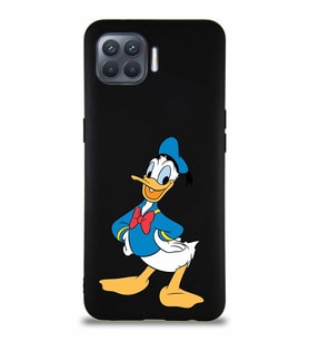Oppo Reno 4 Lite Soft Premier Kapak Donald Duck-C Tasarımlı Silikon Kılıf - Siyah (Şeffaf)