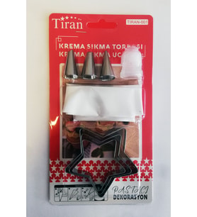 8 Parça Krema Sıkma Torbası Hamur Şekillendirici Yıldız-Kalp-Çiçek-Halka (Beyaz)