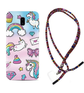Samsung J6 Plus J7 Prime J7 Pro M20 Kılıf Boyun Asklı Rasta Silikon Unicorn Mektup 1800