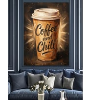 Coffee And Chill Modern Kahve Bardağı Dekoratif Kanvas - Mdf Ahşap Tablo