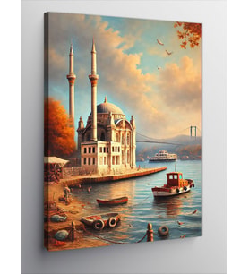 Kanvas Tablo Camii Ve Deniz Kıyısı