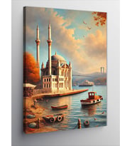 Kanvas Tablo Camii Ve Deniz Kıyısı