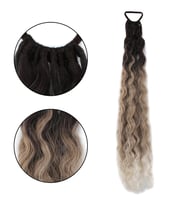 Lastik Tokalı At Kuyruğu Kabarık Afro Daalı / Kahverengi / Kumral Ombre Beyaz Platin Röfle