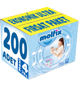Molfix Bebek Bezi 4 Beden 7-14 KG Maxi 200 Adet Ekonomik Ultra Fırsat Pk