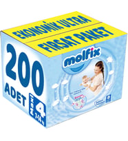 Molfix Bebek Bezi 4 Beden 7-14 KG Maxi 200 Adet Ekonomik Ultra Fırsat Pk