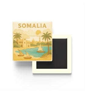 Somali - Somalia - Paper Cut Art - Baskılı Buzdolap Magneti Kare - 9x9 cm