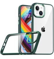 Apple iPhone 14 Plus Kılıf Flora Buton,Kenar Çevresi Renkli Kılıf (Yeşil)
