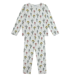 Organik Bej Uzun Kollu Kız Çocuk Pijama Takımı