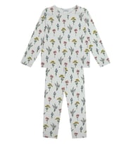 Organik Bej Uzun Kollu Kız Çocuk Pijama Takımı