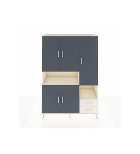 Hyperion Dolap 10 Raflı 2 Çekmeceli 5 Kapaklı 132x44x195 Aytaşı-Antrasit/Aytaşı
