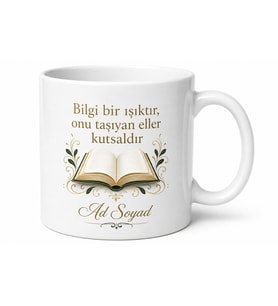 Hocaya Hediye Saygı Temalı Baskılı Porselen Kupa Bardak Özel Tasarım Hediye
