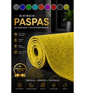 120 x 1200 Kıvırcık Paspas Tüm Ölçüler Kaymaz Taban Halı Yolluk Kapı Önü Paspası
