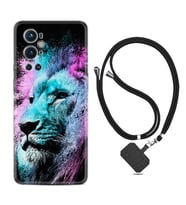 Tecno Spark 9 Pro Kılıf Silikon Boyun Askılı İpli Desenli Silikon Pink Blue Leon 1603