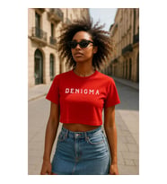 Kadın Bisiklet Yaka Kısa Kollu Crop T-Shirt